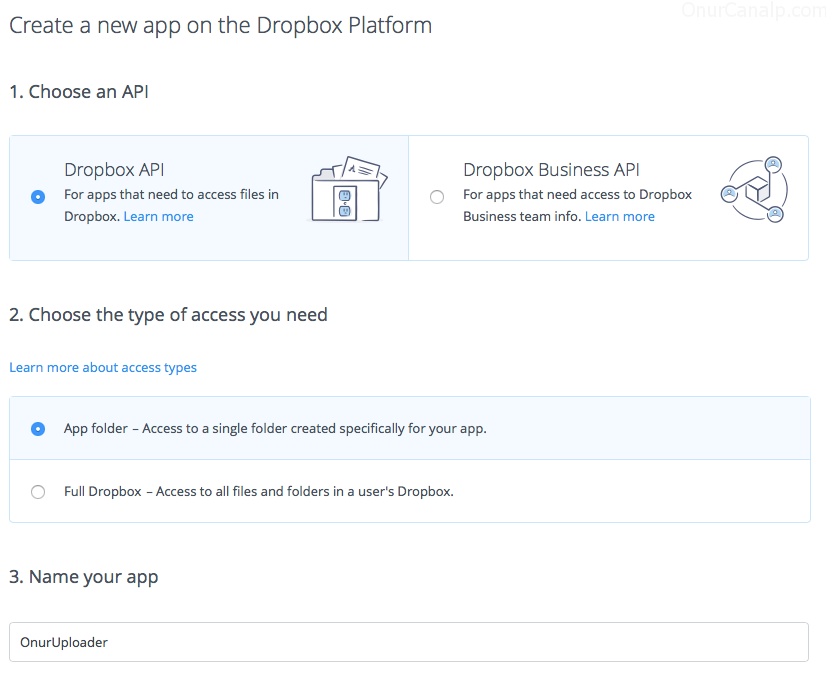 dropbox app create